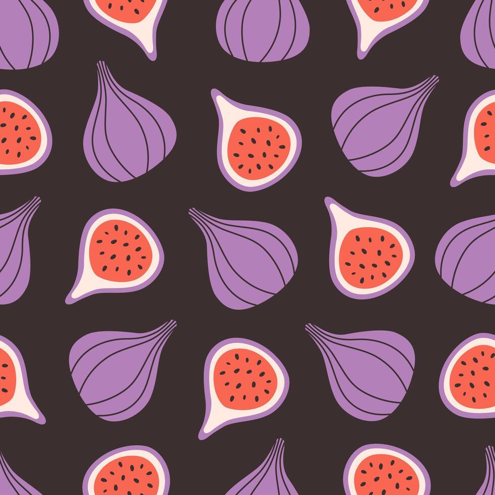 Seamless pattern with cute fig fruit. Design for banner, wallpaper, textile, wrapping paper, background, cards vector