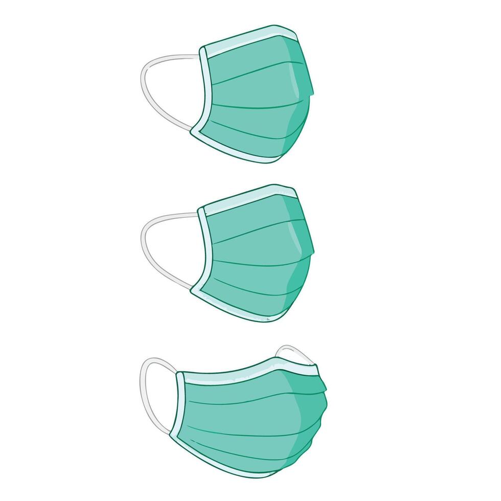 Three different types of surgical masks on a white background vector