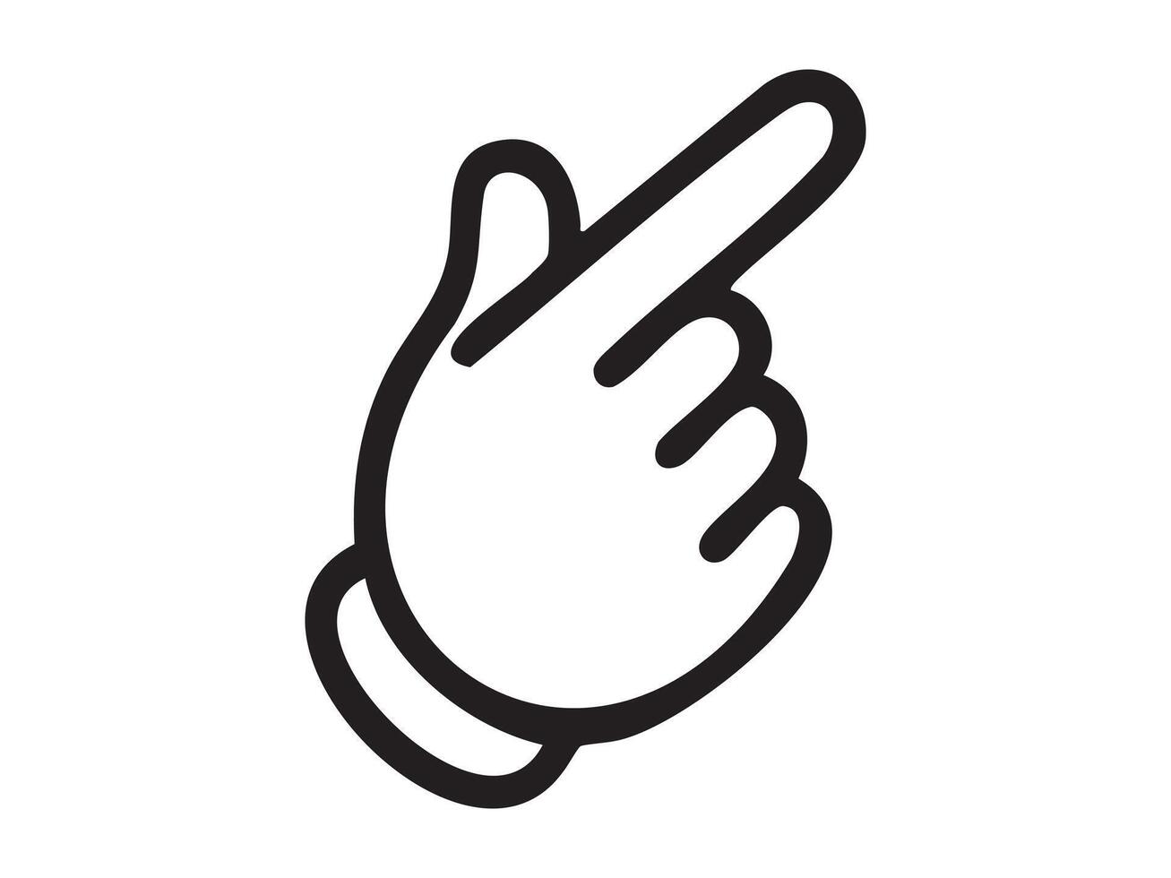 Black outline pointing up index finger hand gesture icon isolated on white background. Concept of direction, attention signal, index finger pose, instruction gesture, graphic illustration vector
