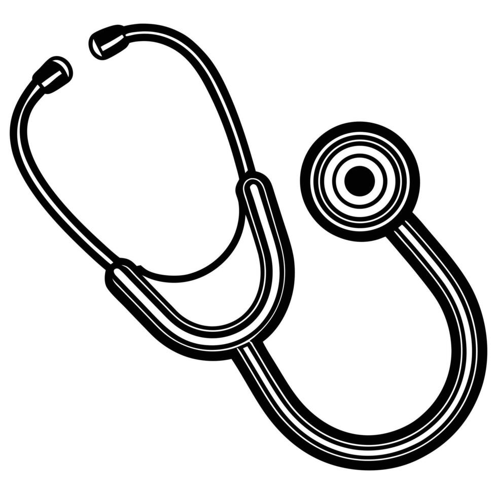 Black and white illustration of a medical stethoscope design vector