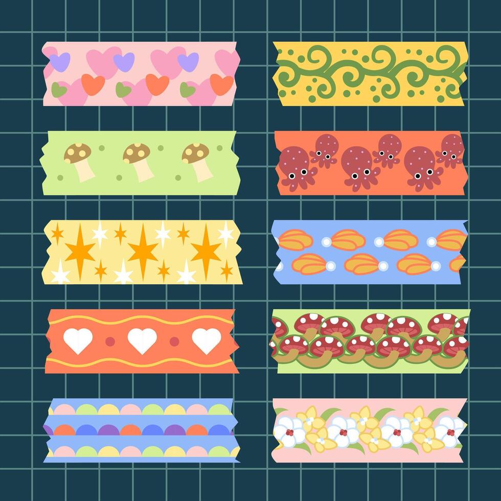 decorative stickers tape for bullet journal elements vector
