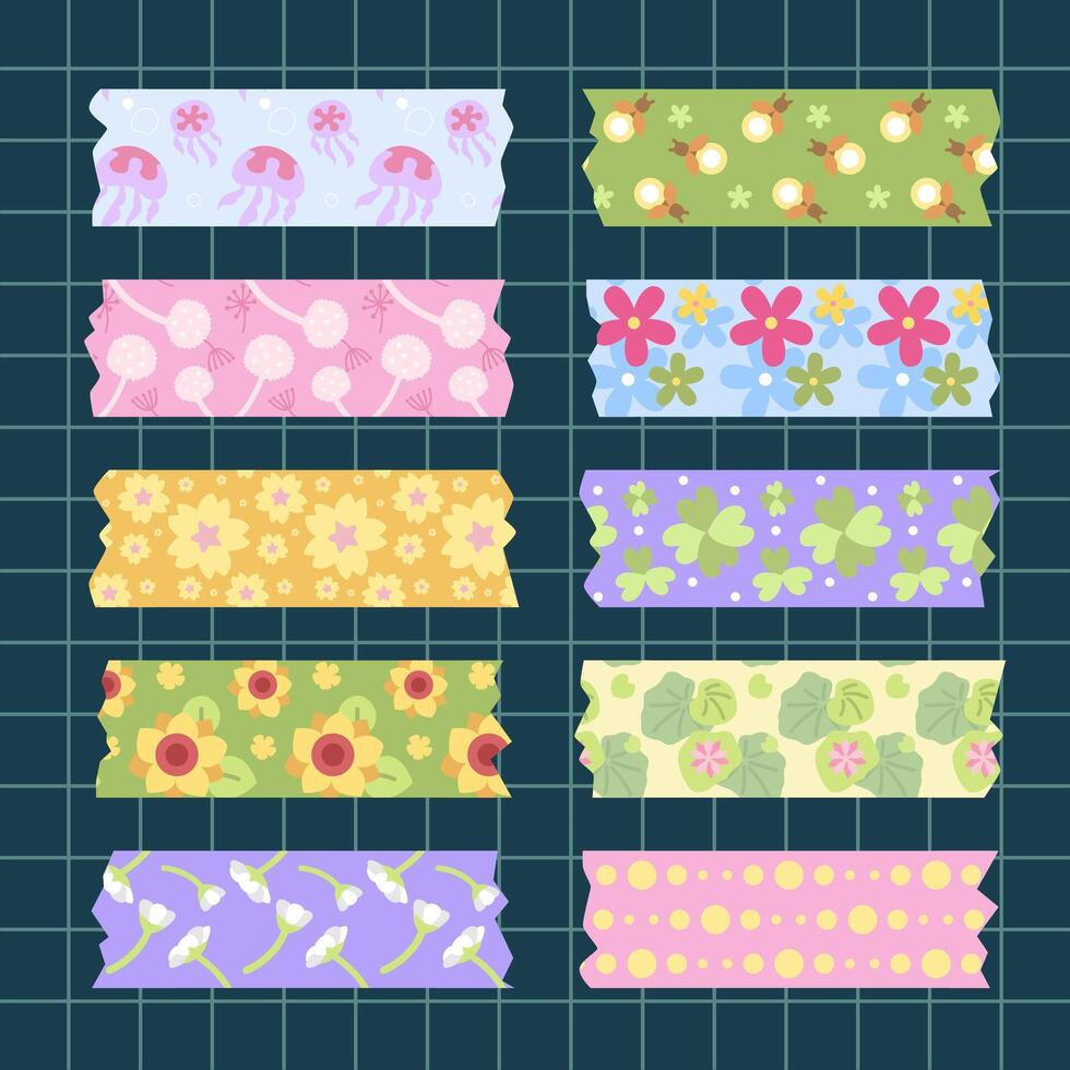 hand drawn washi tape for stationery element vector