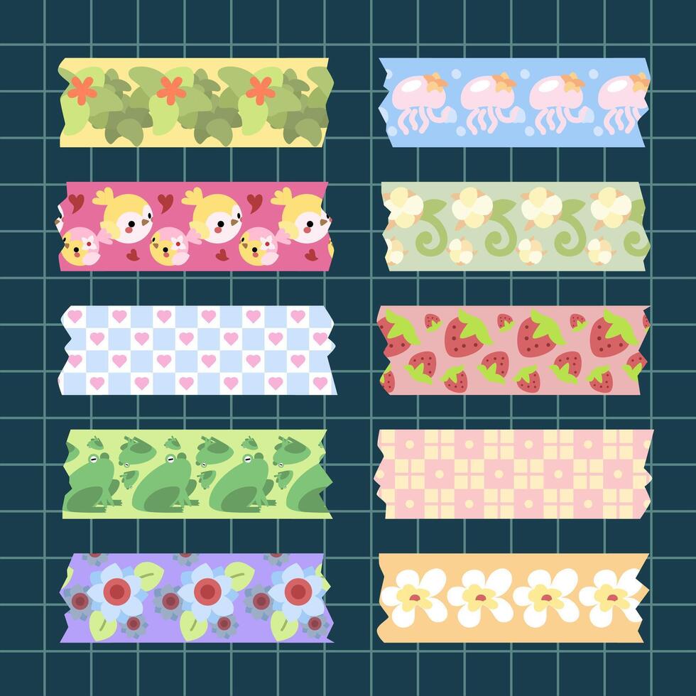 a set of decorative tape stickers for scrapbook elements vector