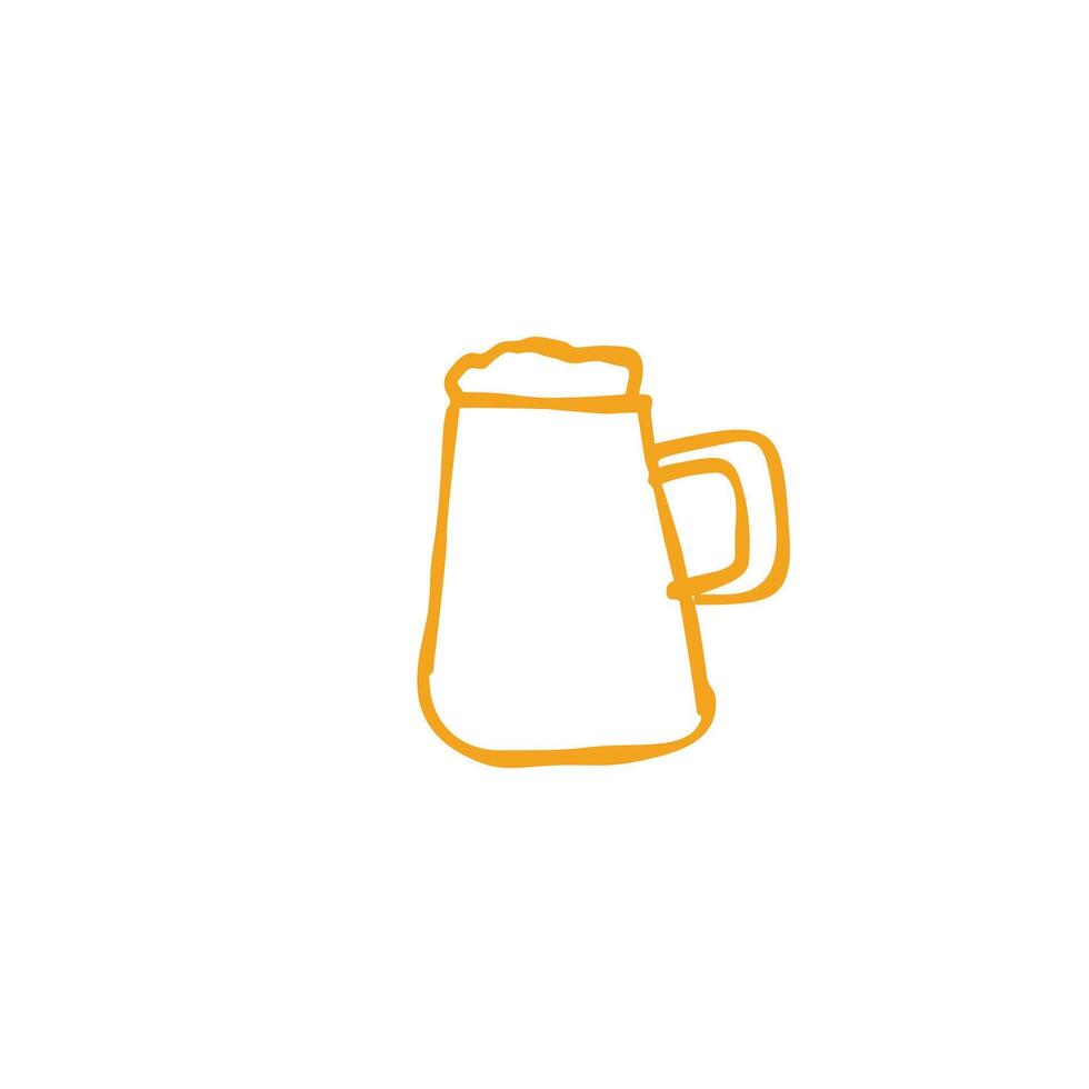 Minimalist yellow beer mug drawing on a plain white background vector