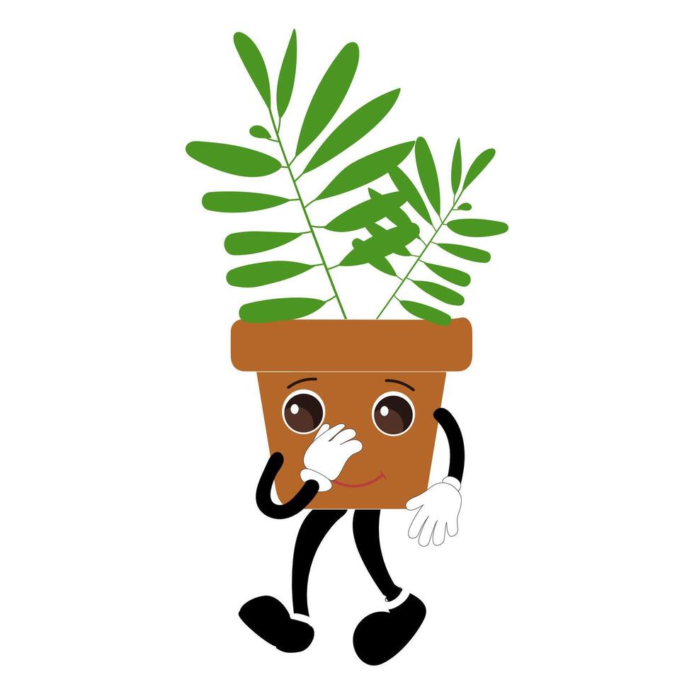 Talking potted plant character with gesture hands vector
