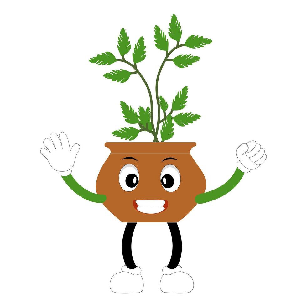 Superhero potted plant with cape and heroic stance vector