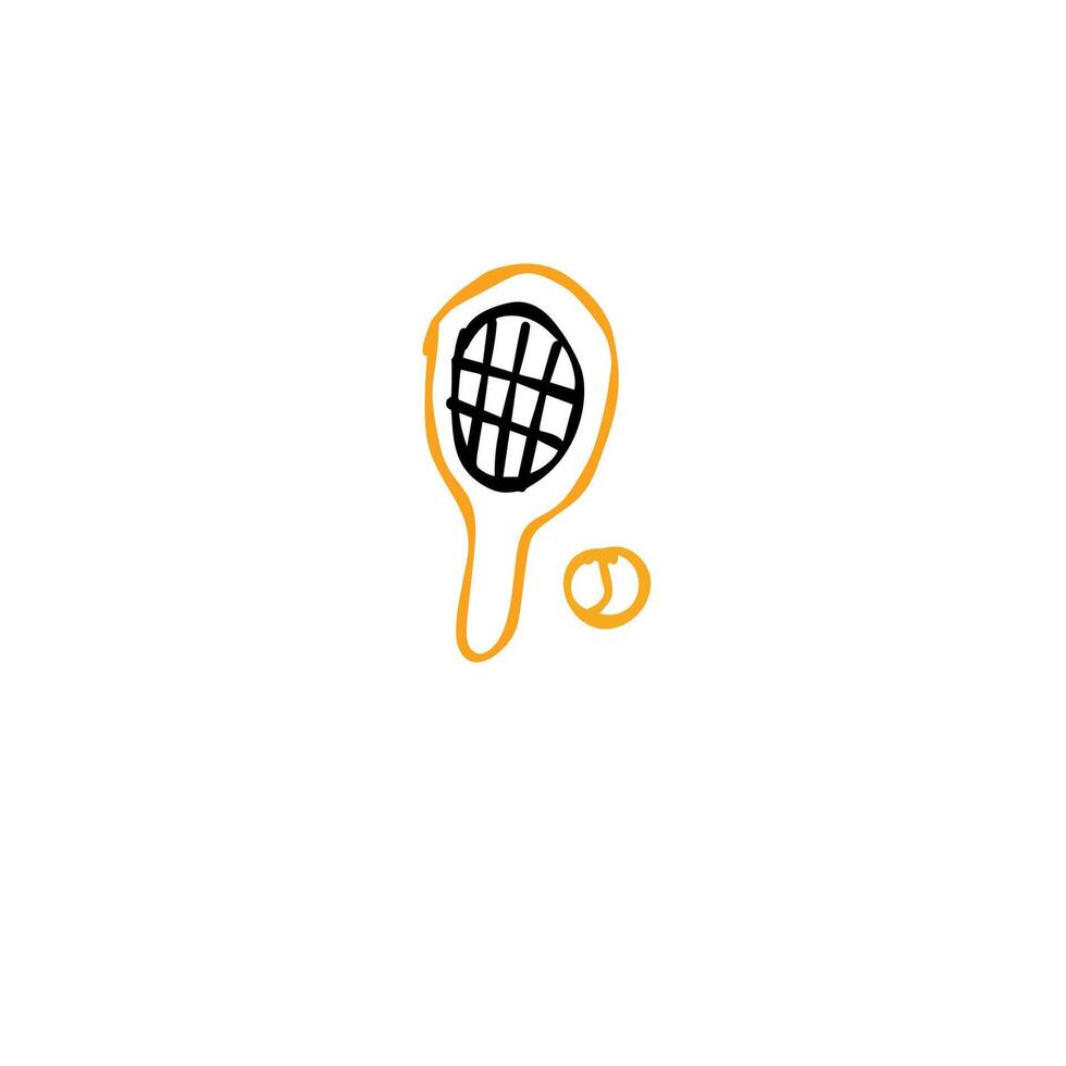 Doodle of tennis racket and ball on white background vector