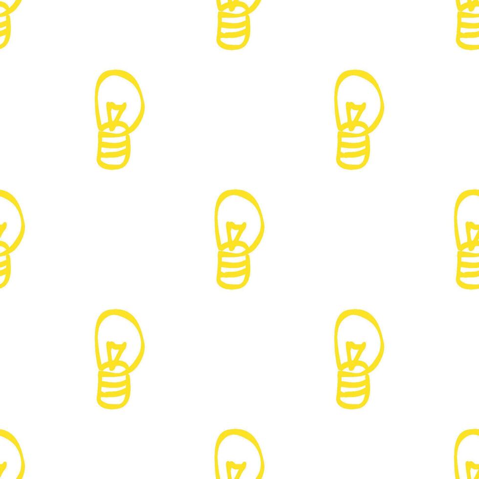 Seamless yellow light bulb pattern on white background vector