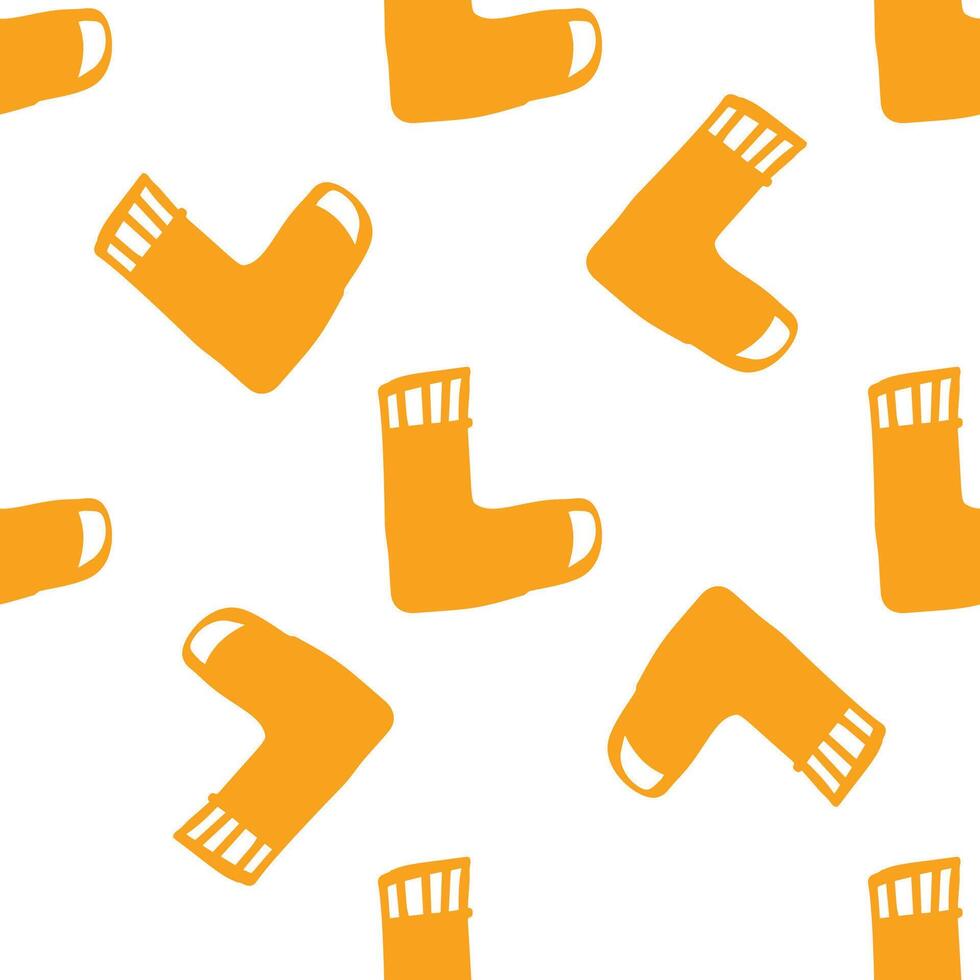 Seamless pattern of orange socks on white background vector