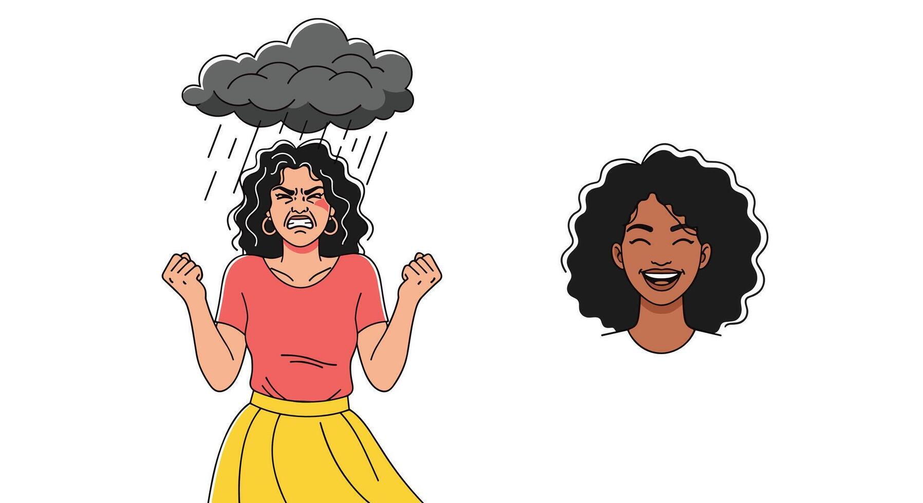 Understanding the Connection Between Negative Emotions and Finding Inner Joy and Positivity vector