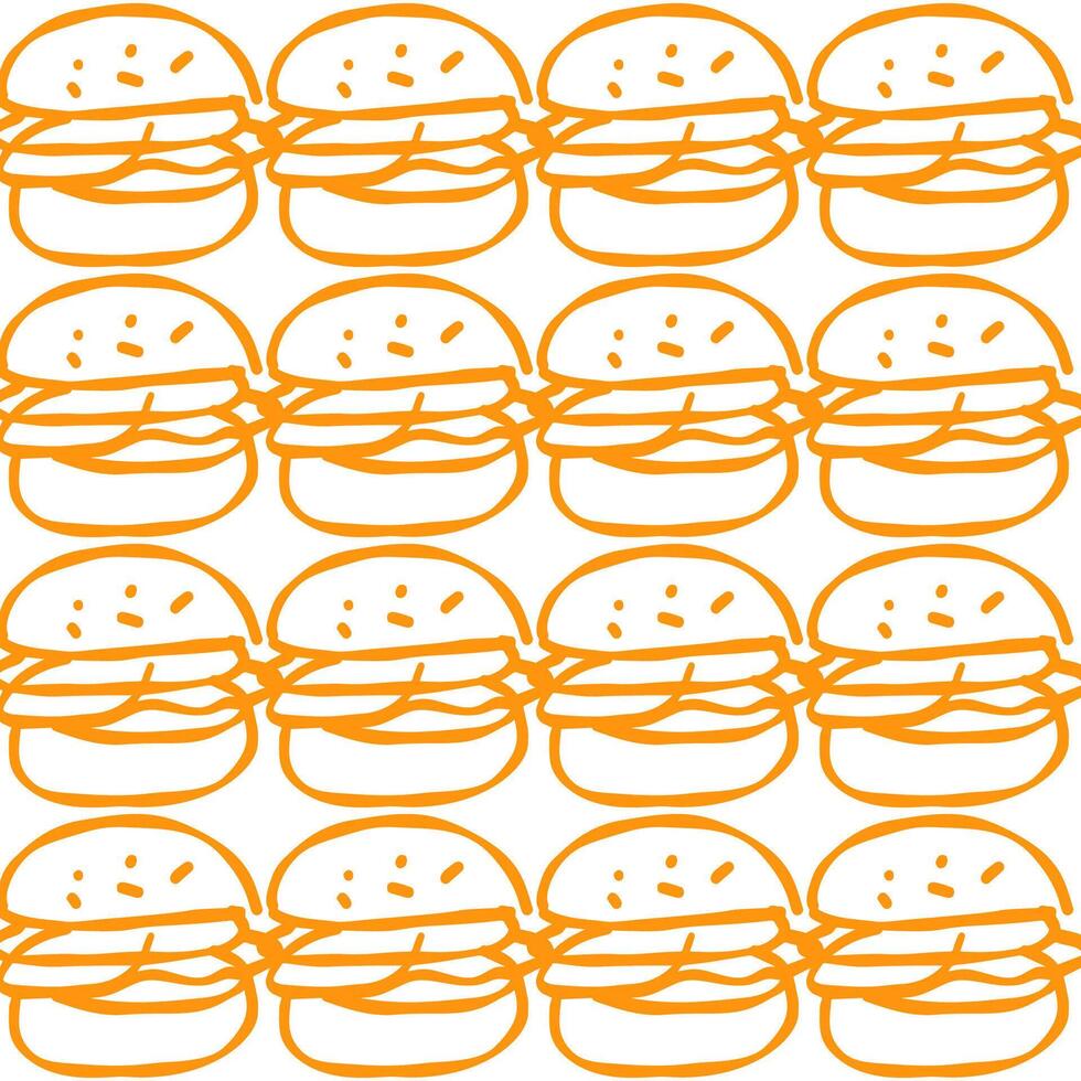 Seamless pattern of stylized cheeseburgers in repeating rows vector