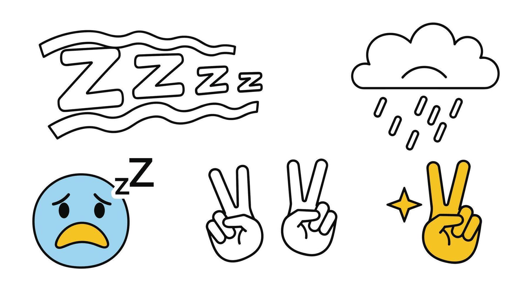 Illustrations of Sadness Sleepiness and Peace a Depiction of Emotions and Rest vector