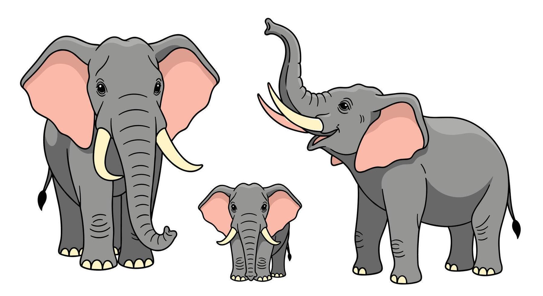 Majestic Elephants A Gentle Giant Family Roaming in the Wild Together Happily Always vector