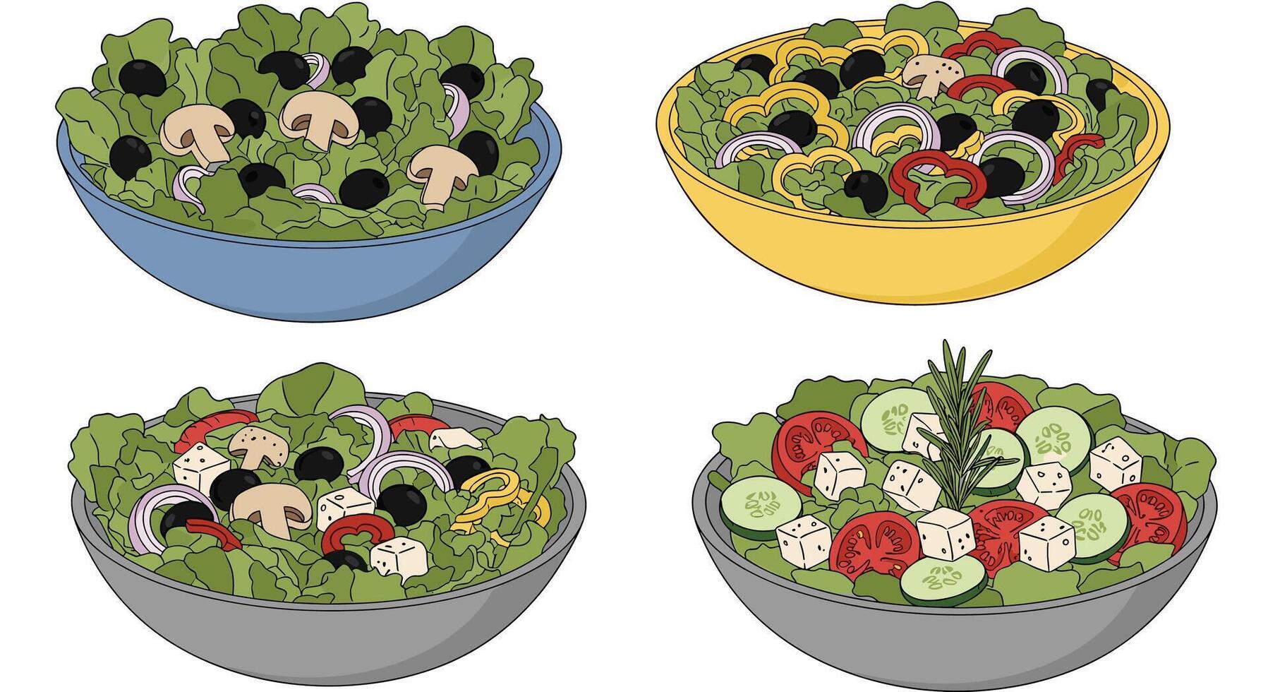 Delicious Garden Salad Ideas An Array of Colors and Textures in One Bowl vector
