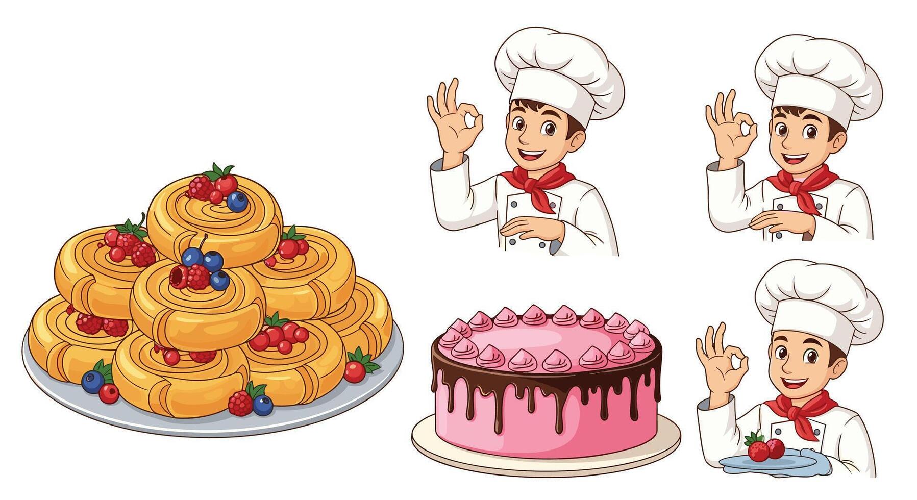 The Art of Baking Wonderful Cakes Delicious Desserts and Confections by Master Chefs vector