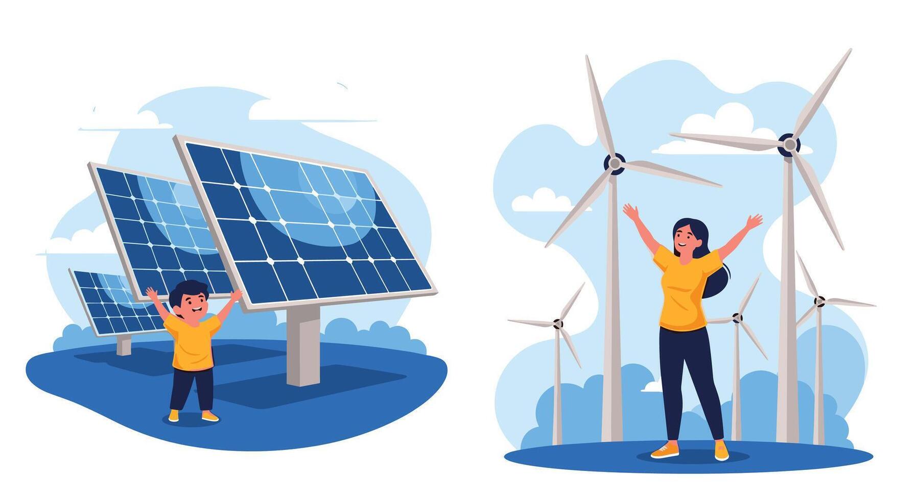 Harnessing the Power of the Sun and Wind for a Sustainable Future World vector