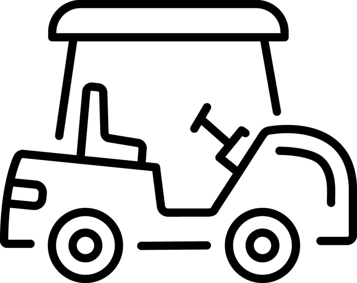 An outline style icon of golf cart vector