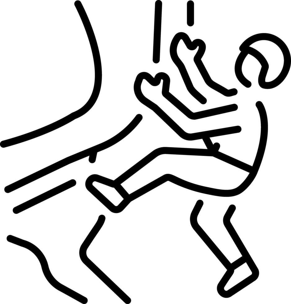 An outline style icon of rock climbing vector