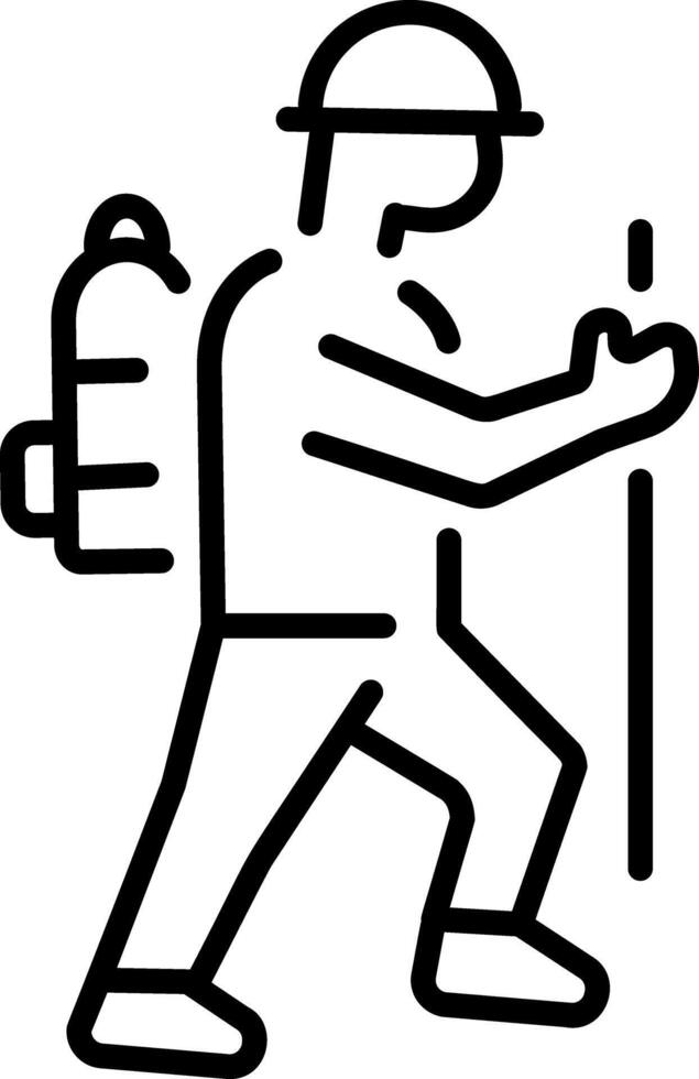 A linear style icon showing a person trekking vector