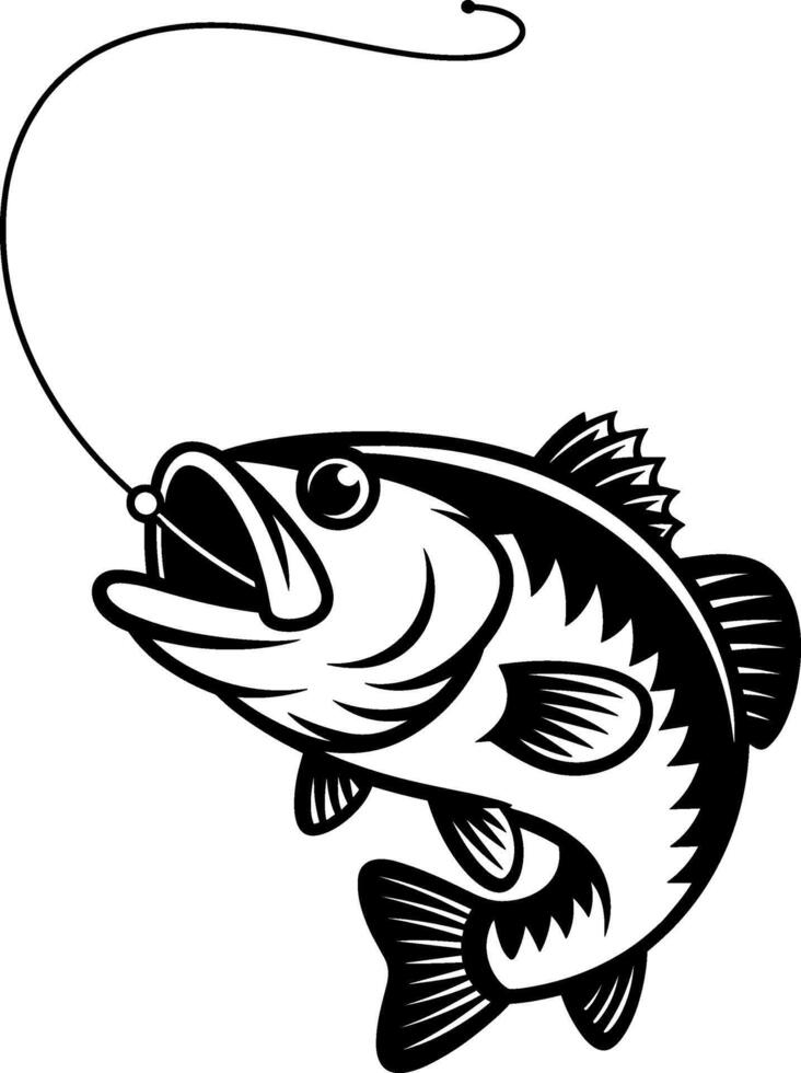 Large mouth bass fishing clipart vector