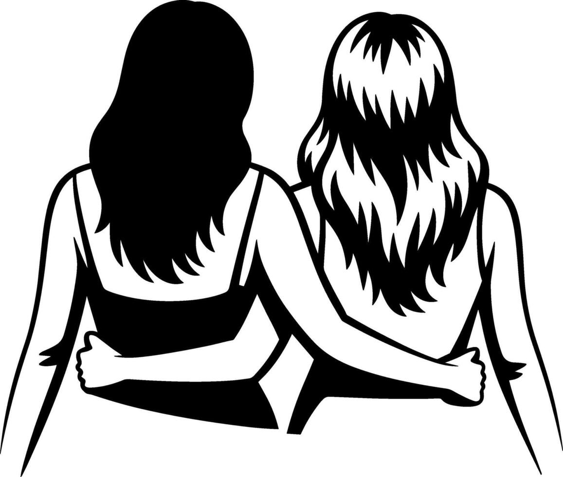 Two women hugging clipart vector