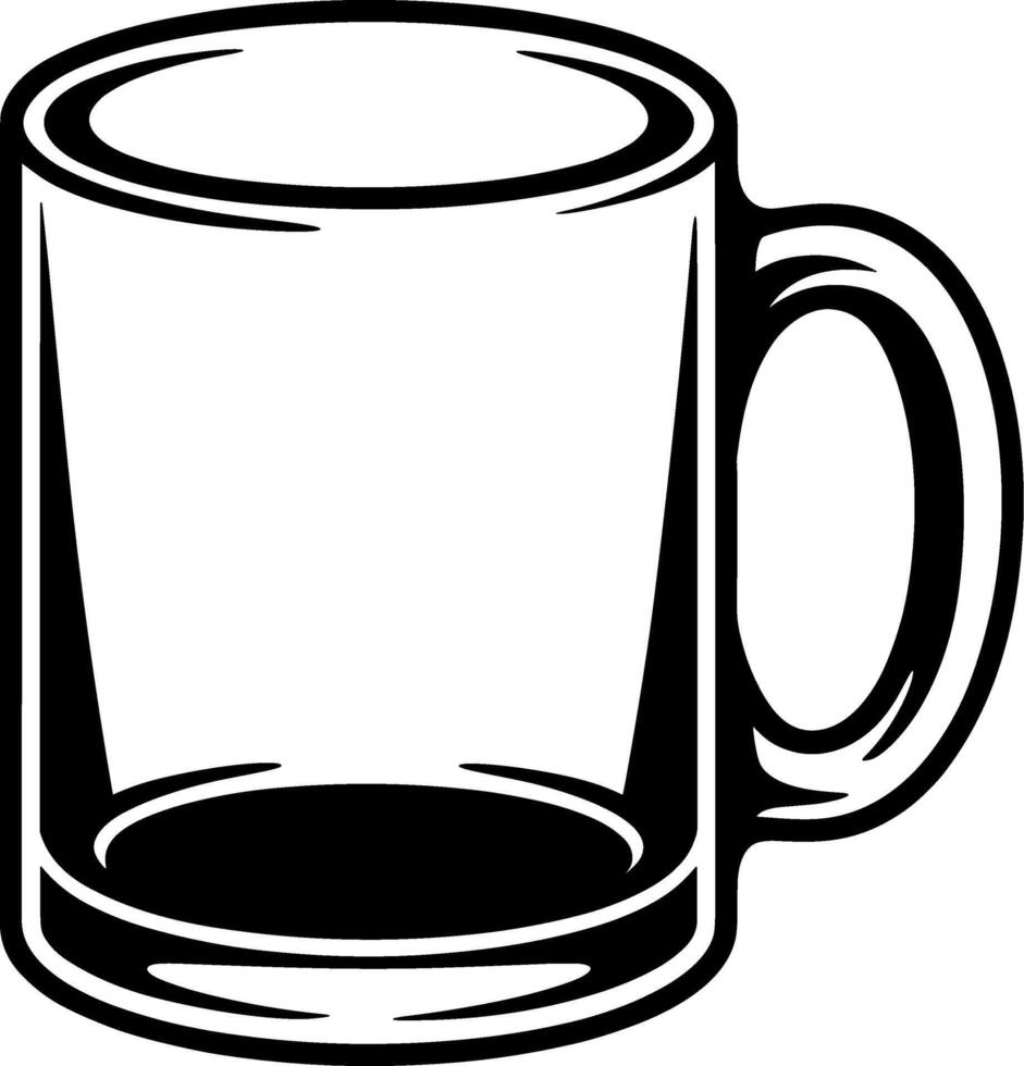 A black and white mug with a white background vector