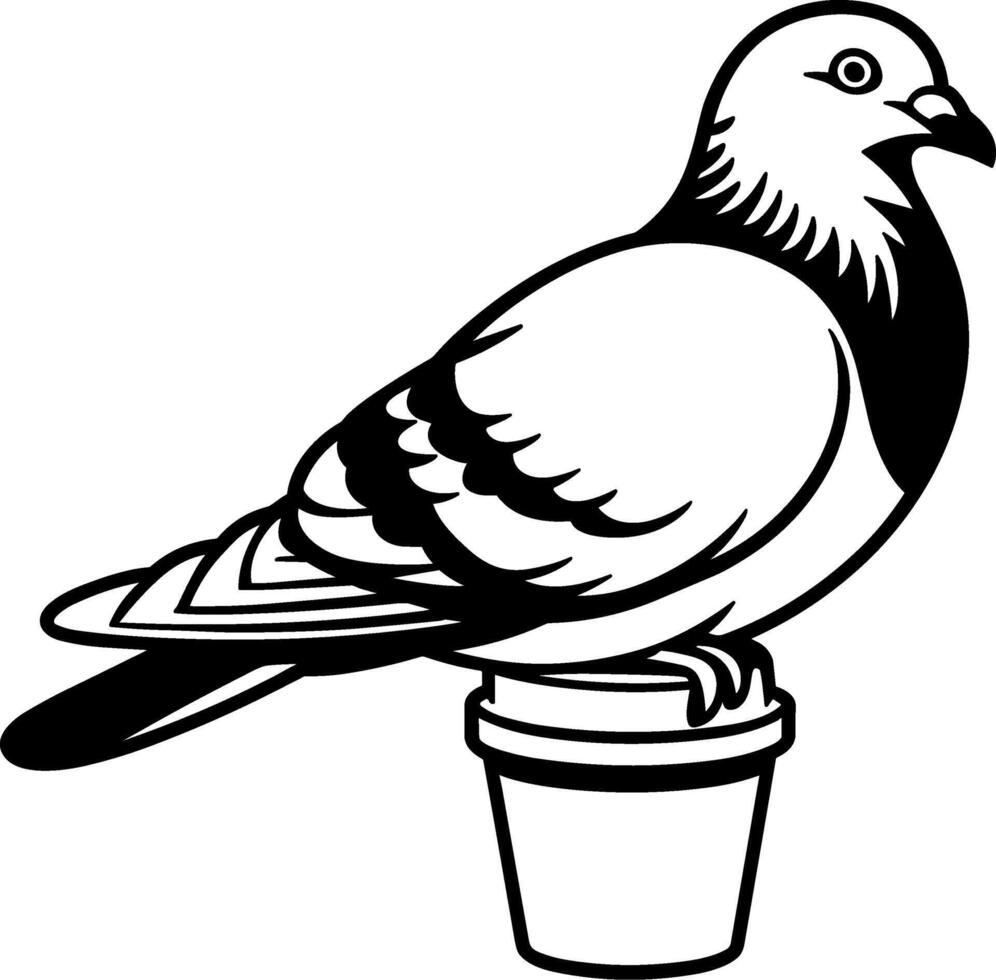 Pigeon on a cup clipart vector