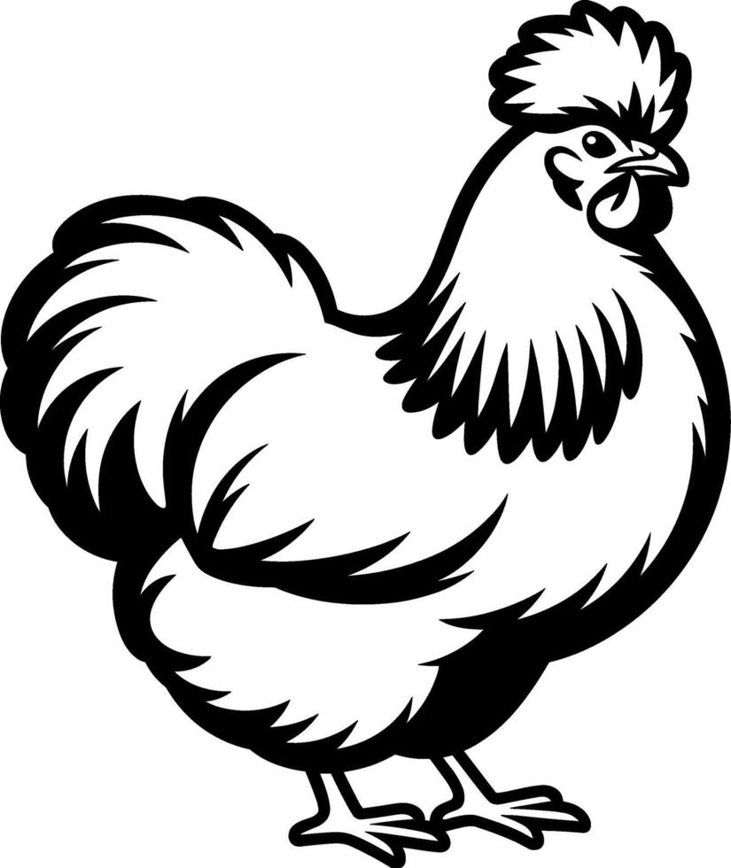 A black and white chicken silhouette vector