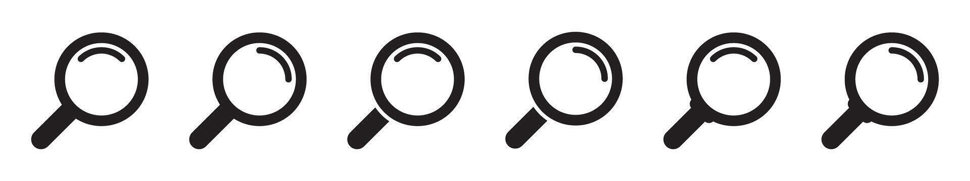 Search icons. Magnifying glass icons, magnifier icon. vector
