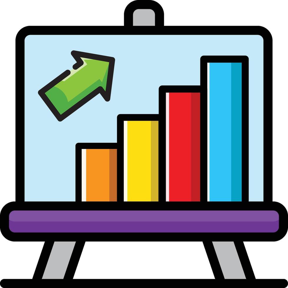Made in uk a whiteboard with a bar graph and an arrow pointing up icon. vector