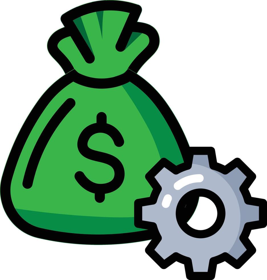 Made in uk a money bag and a gear symbolize financial strength icon. vector