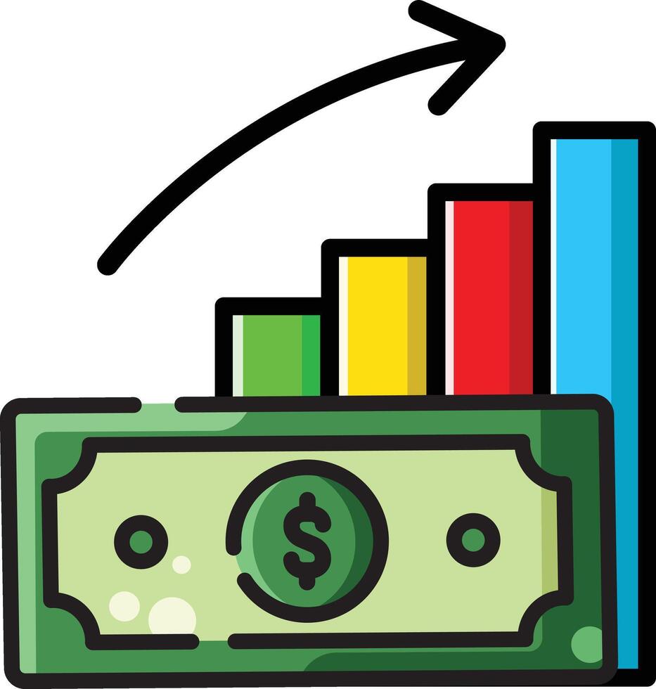 Made in uk a bill with a chart and an arrow pointing up icon. vector
