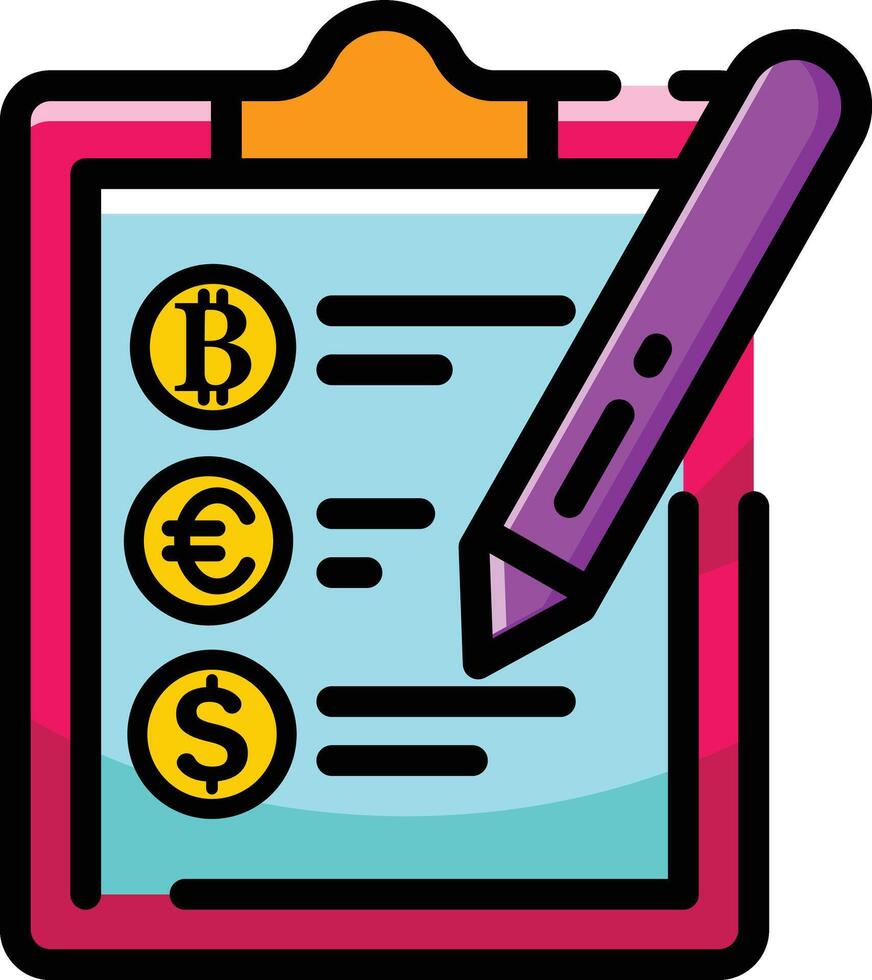 Made in uk a clipboard with a pen and currency symbols icon. vector