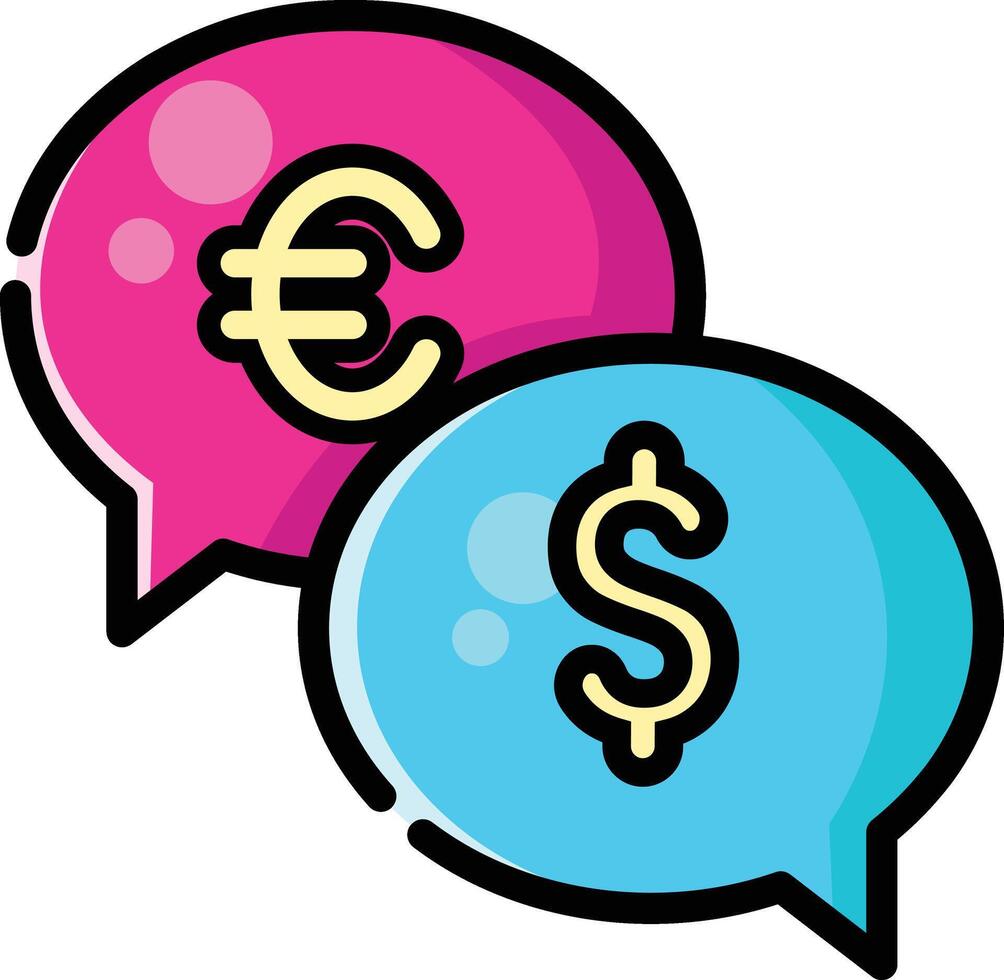 Made in uk two speech bubbles showcase the euro and dollar signs icon. vector