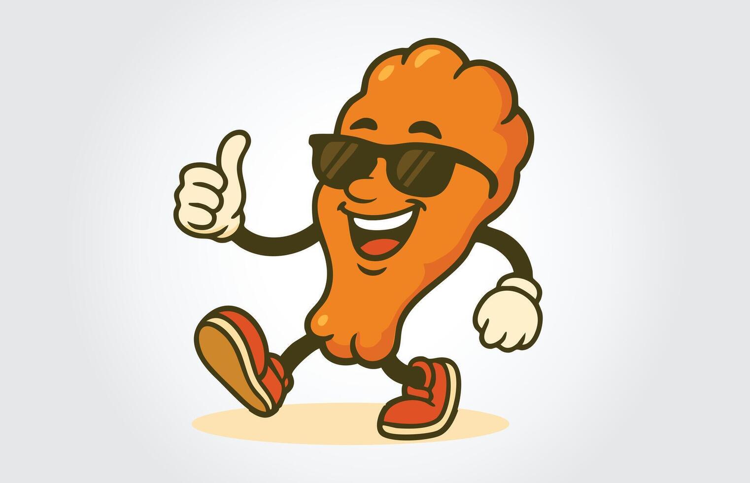 Cool Chicken Wing Mascot with Sunglasses Giving a Thumbs Up vector