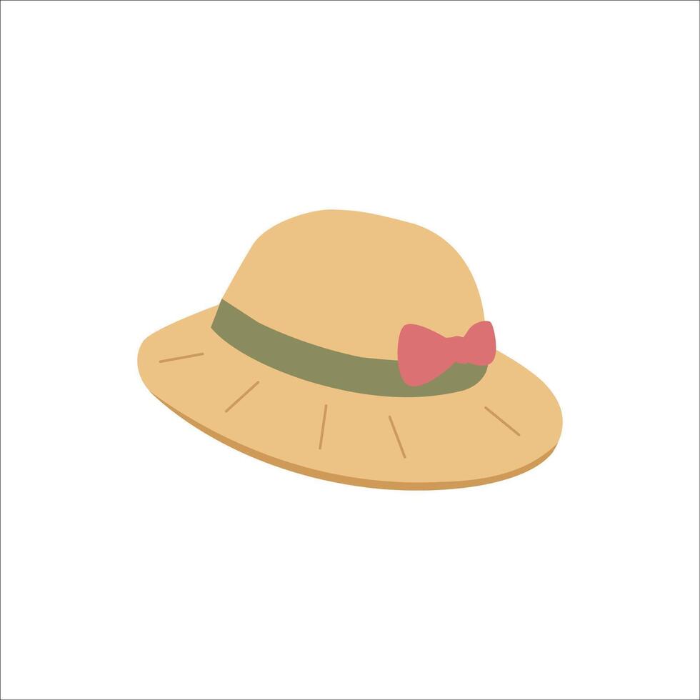 Cute Straw Hat with Bow Illustration vector