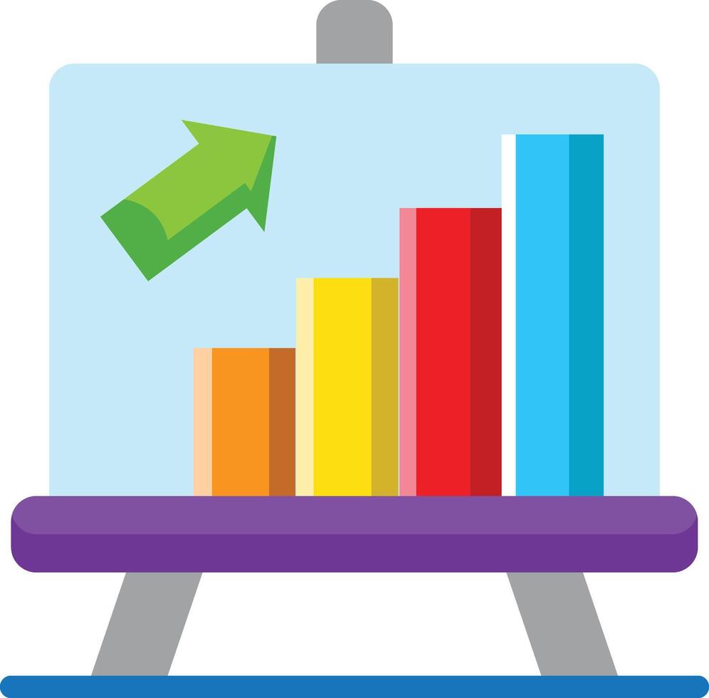 Made in uk a whiteboard with a bar graph and an arrow pointing up icon flat style. vector