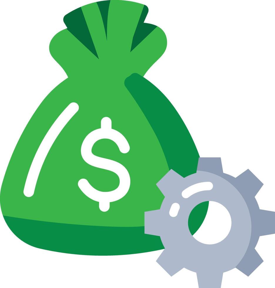 Made in uk a money bag and a gear symbolize financial strength icon flat style. vector
