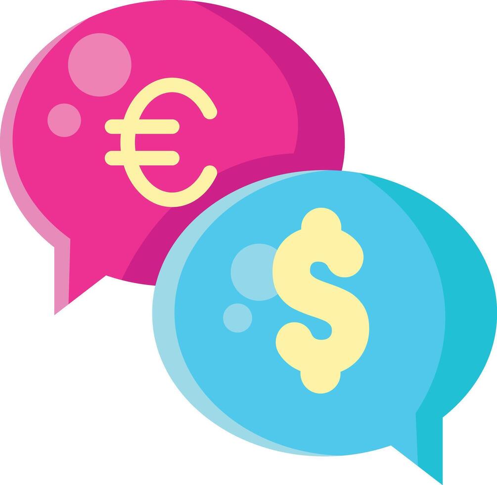 Made in uk two speech bubbles showcase the euro and dollar signs icon flat style. vector