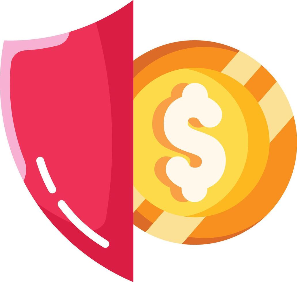 Made in uk a red shield protects a gleaming golden coin icon flat style. vector