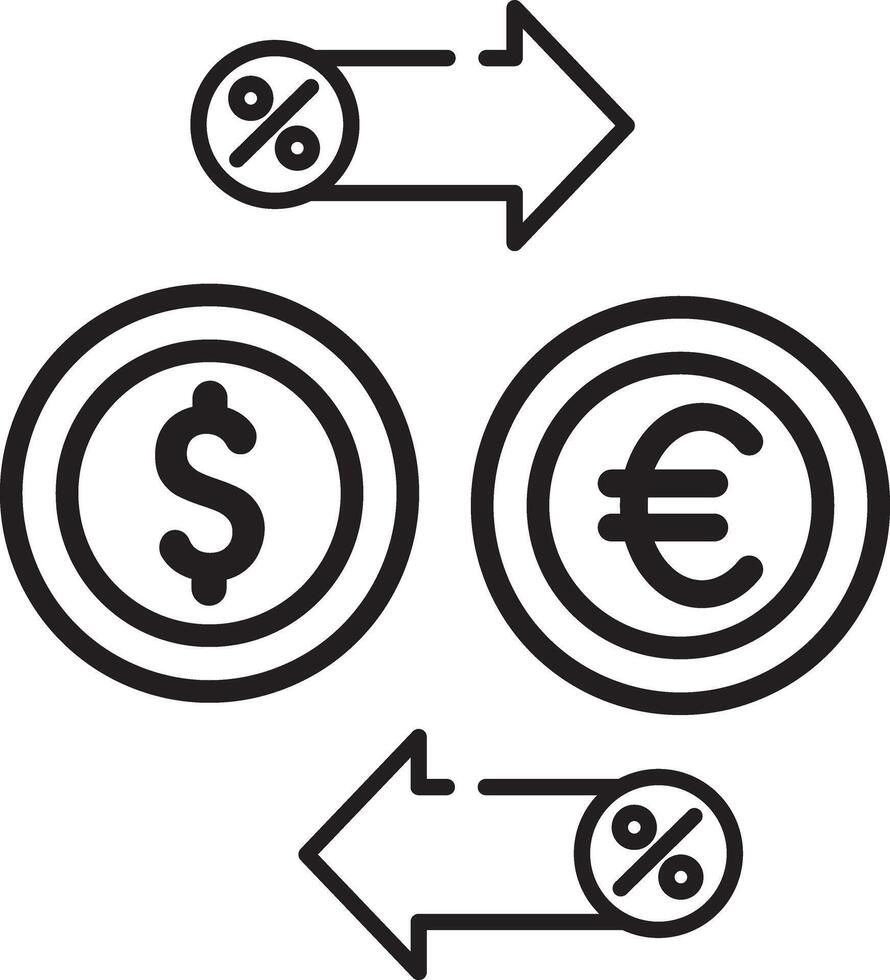 Made in uk two euro coins and arrows with percentage signs depict economic growth icon outline style. vector