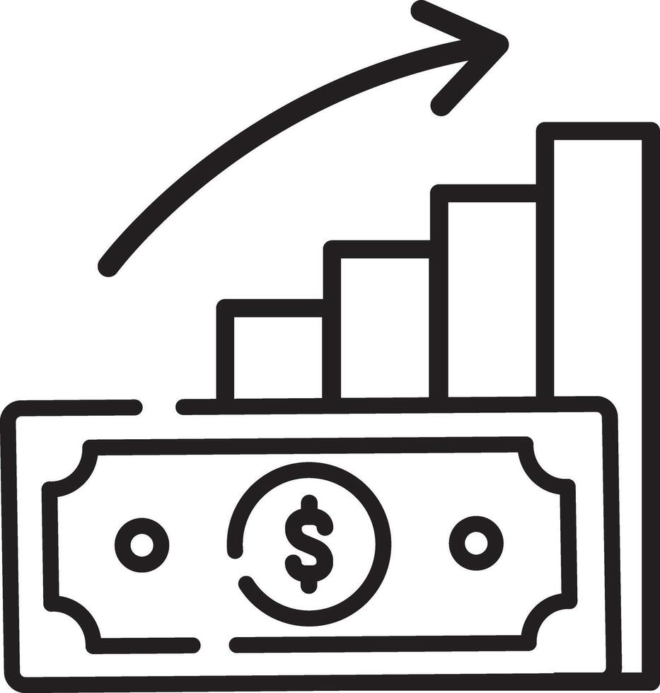 Made in uk a bill with a chart and an arrow pointing up icon outline style. vector