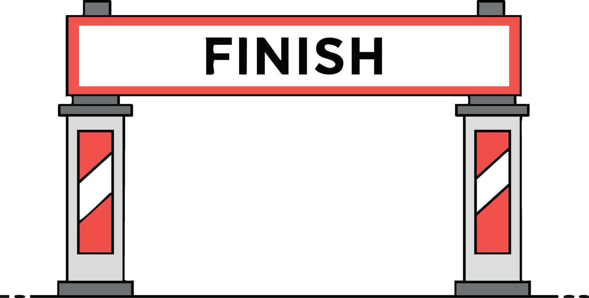 Finish line arch with red and white stripes for race or sports event illustration vector
