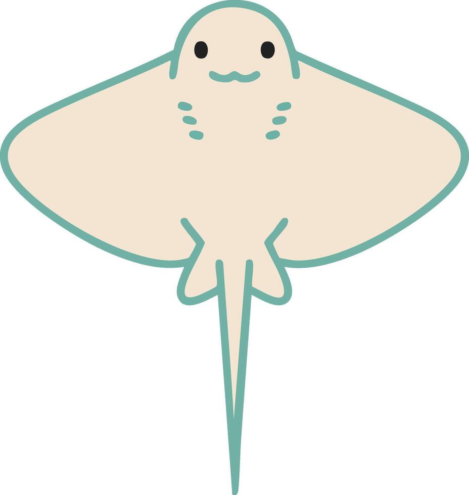 Cute stingray illustration with simple lines and minimalist style in soft colors design for nature and marine themes vector