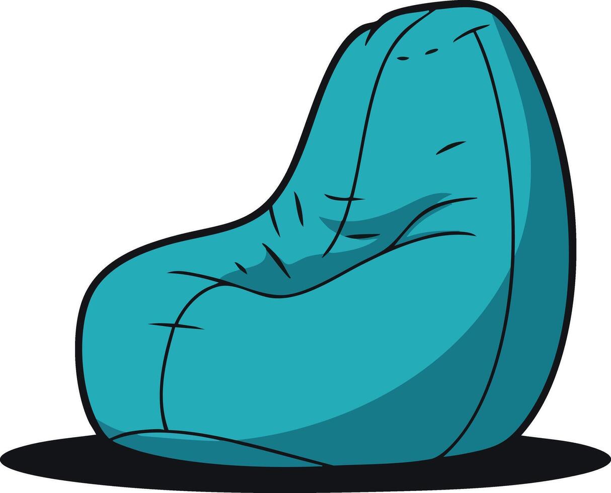 Blue bean bag chair comfortable soft seating furniture illustration design for relaxation and leisure vector