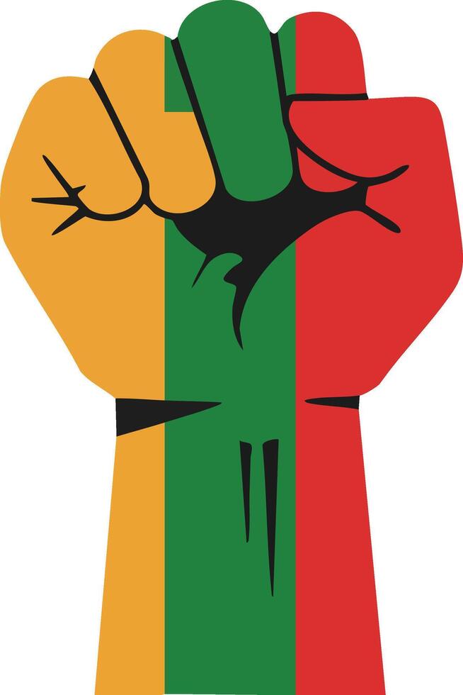 Raised Fist Symbol with Pan-African Flag Colors Representing Unity and Empowerment Illustration vector