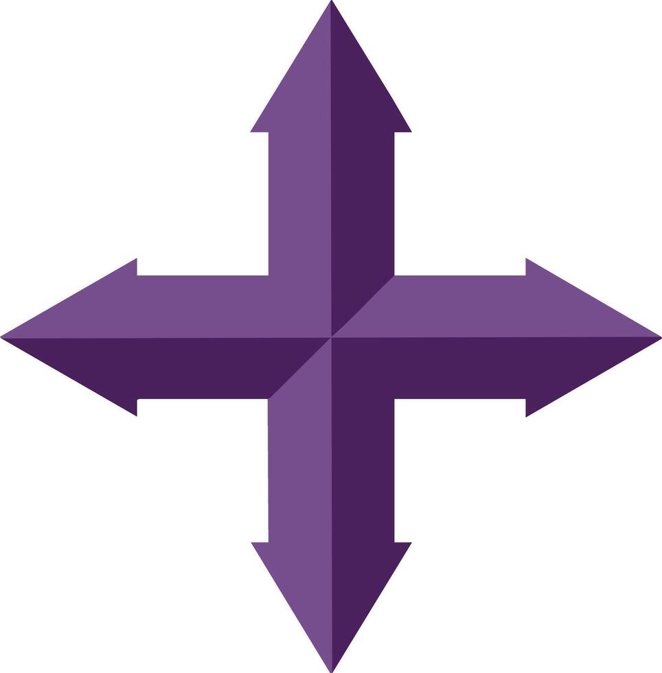 Four Directional Arrows Illustration Showing Navigation and Movement Concepts in Purple Color vector