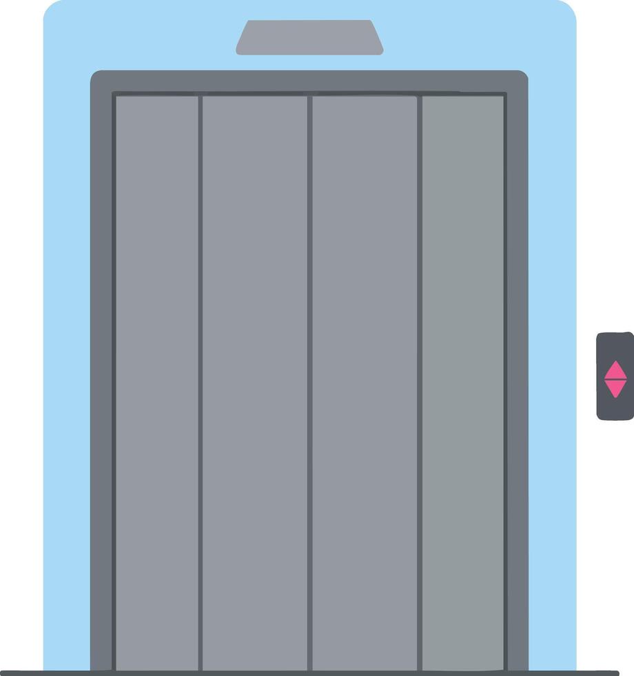 Elevator door with blue frame and up arrow button illustration for building interiors and transportation design vector