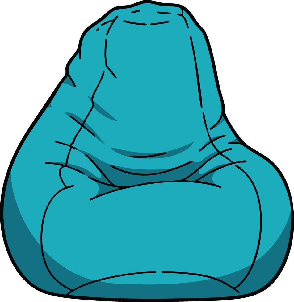 Blue bean bag chair illustration for comfortable modern home seating and relaxation furniture design vector