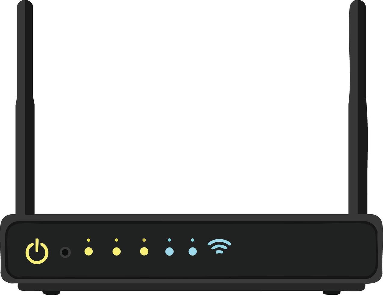 Wireless Router with Two Antennas and Status Indicator Lights Illustration for Technology and Connectivity Devices vector